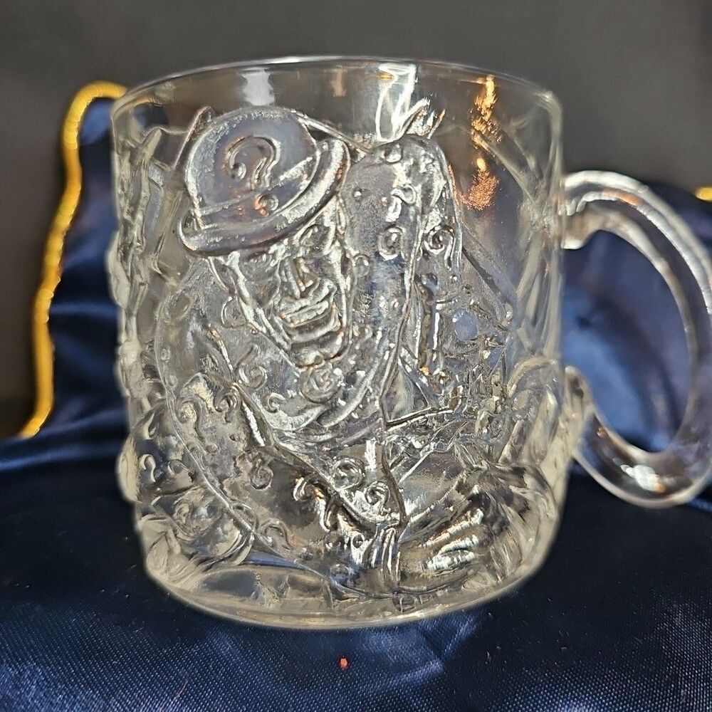 McDonalds VINTAGE 1995 Batman Forever Glass Mug Cup THE RIDDLER